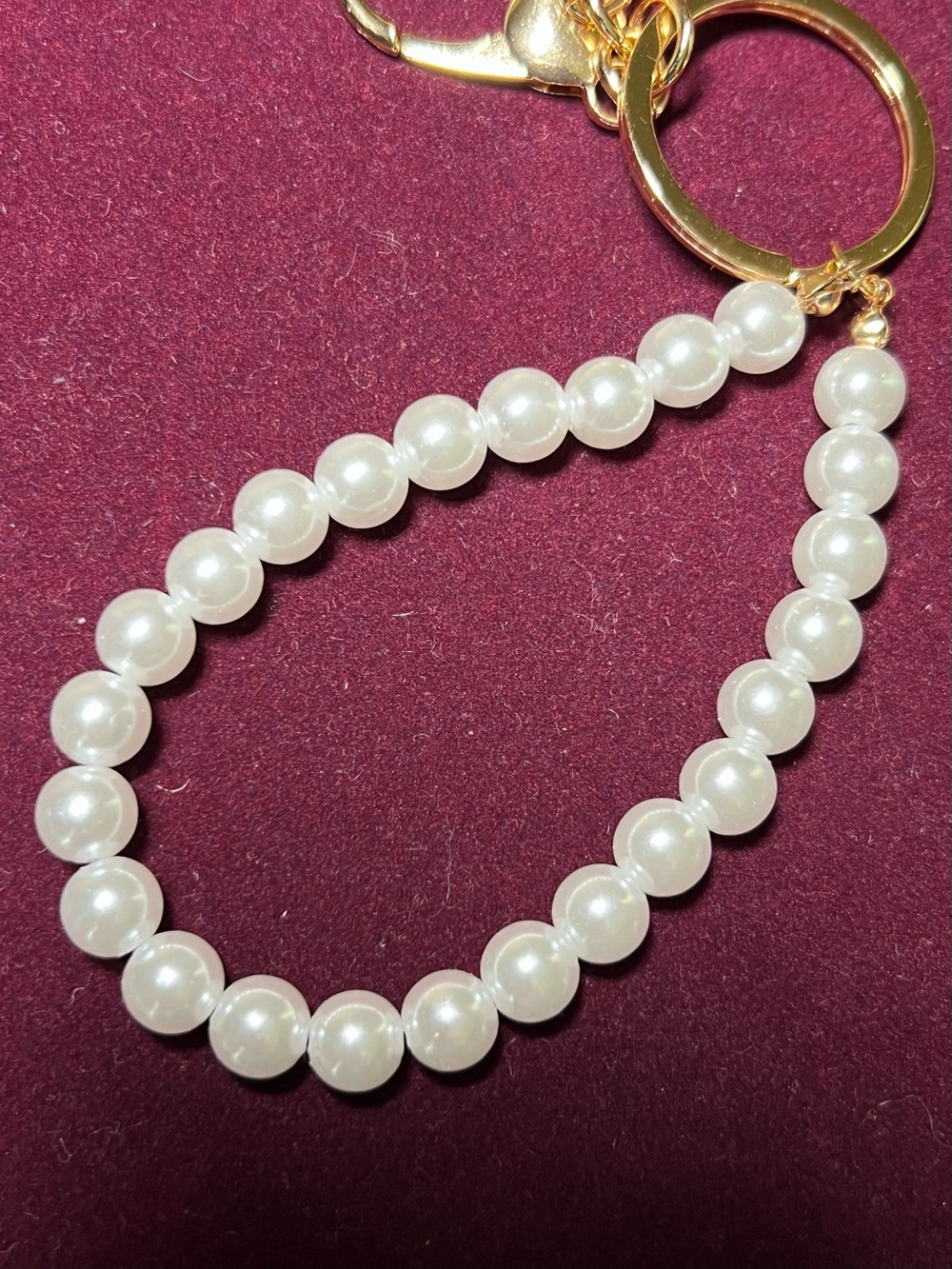 Princess Accessories White Pearl Beaded Purse Bag Charm with Gold Hardware - Picture 5 of 5